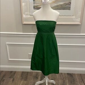 J. Crew 100% Silk Strapless Cocktail Dress Emerald Green